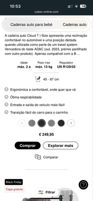 Cadeira auto Cybex platinum