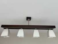 Lampa sufitowa 4 puntowa mleczne szklo wenge srebro