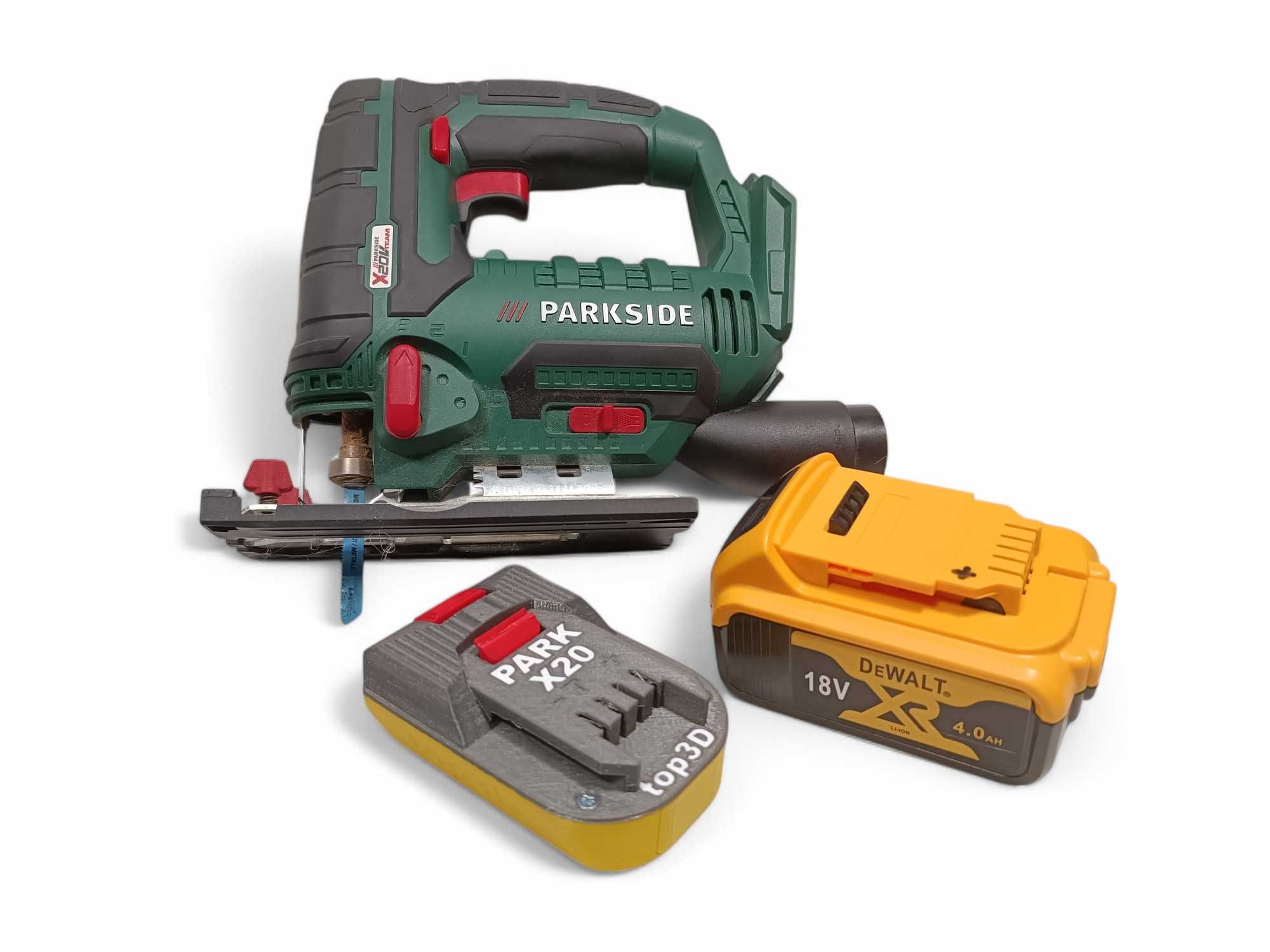 Adapter przejściówka narzędzi Parkside X20 na baterie Dewalt XR18