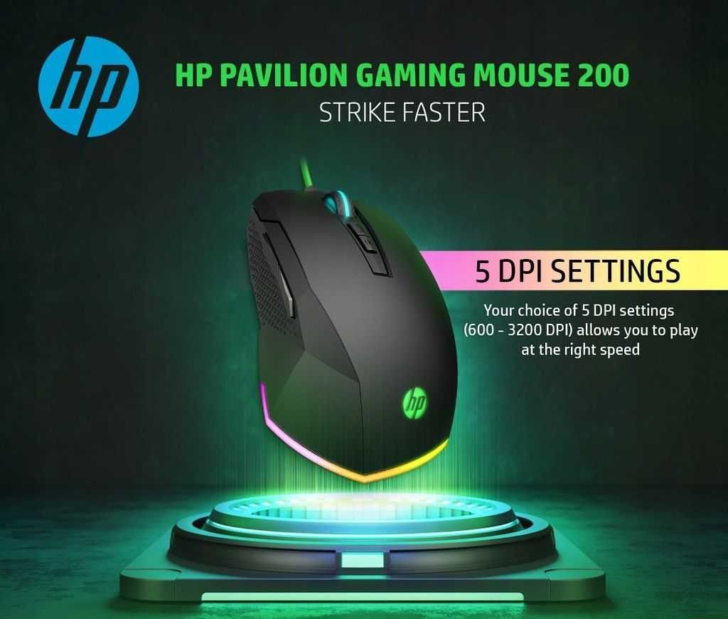 Myszka HP pavilion gaming 200, podświetlenie LED! Idealna myszka