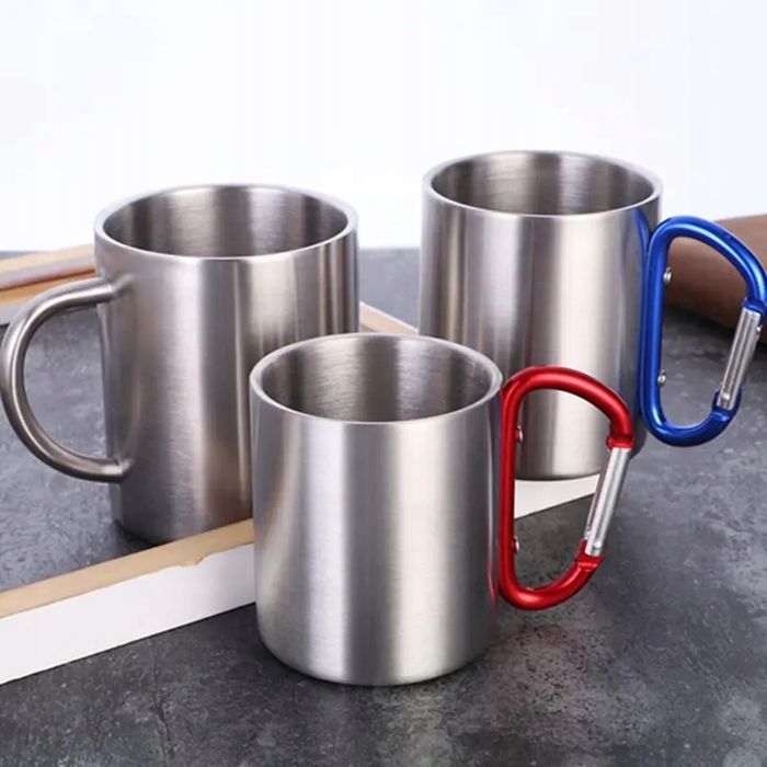Metalowy kubek karabińczyk karabiner 300ml plecak