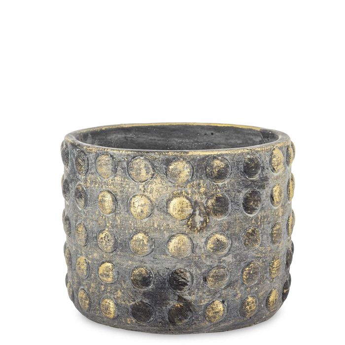 Osłonka doniczka donica na kwiatka szaro złota 11x15 cm ozdobna