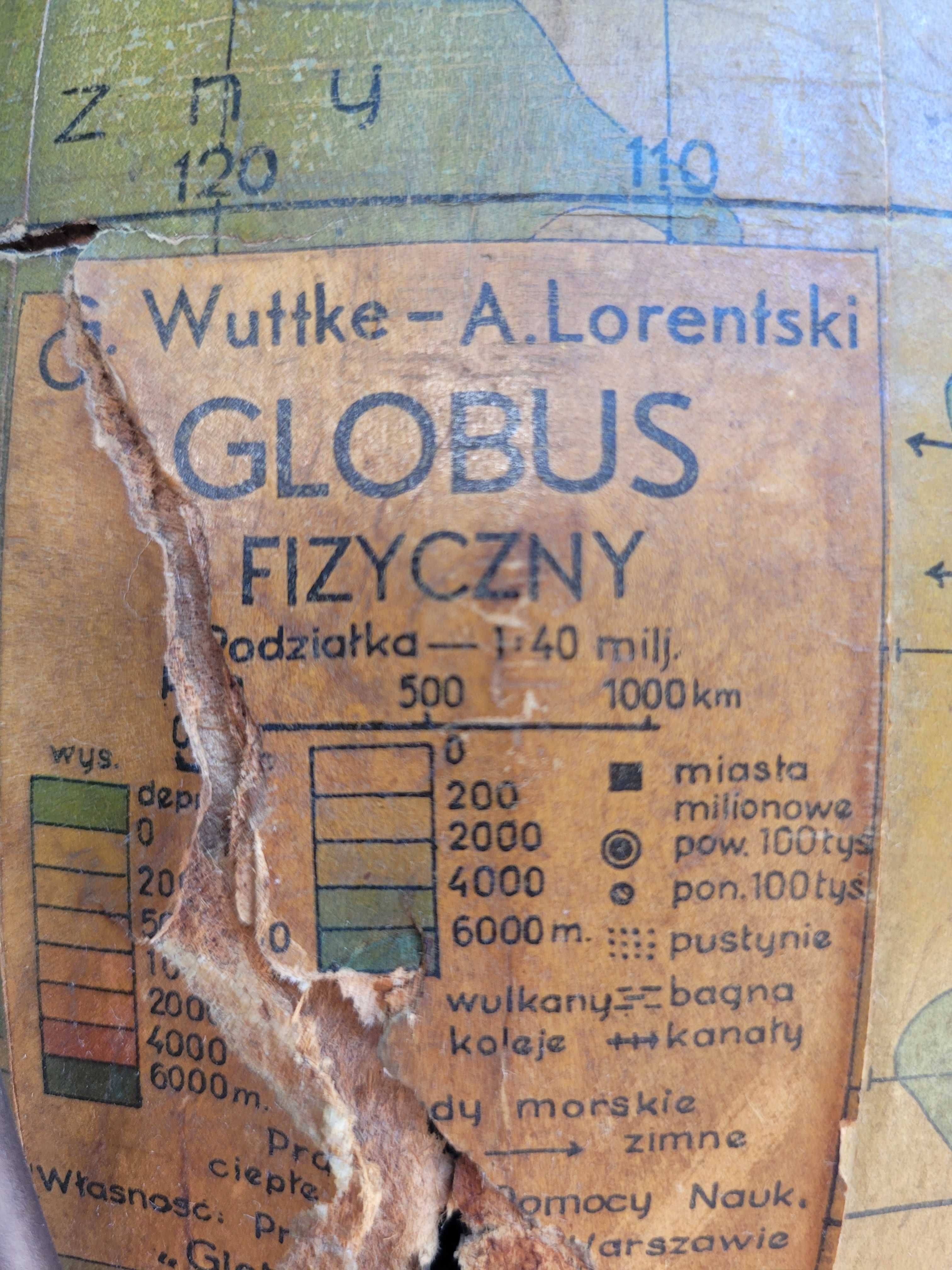 Stary globus geograficzny Wuttke i Lorentski Warszawa