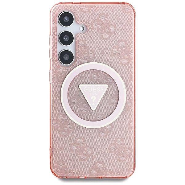 Etui Guess 4G Glitter Triangle Buttons MagSafe do Samsung Galaxy S25 r