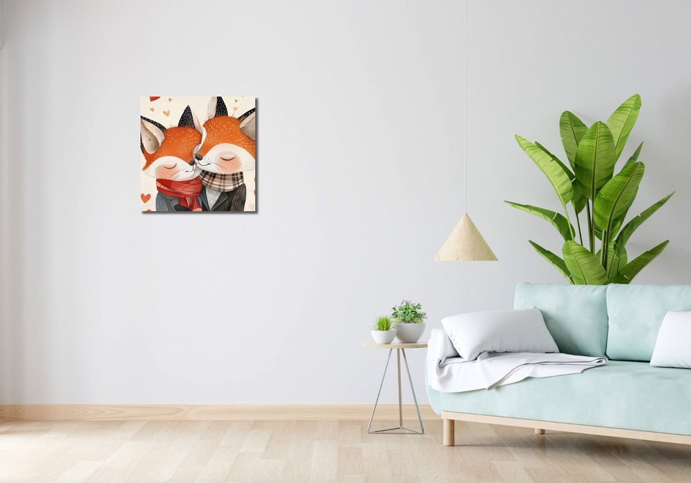 Obraz 50x50cm Dwójka Zakochanych Lisków
