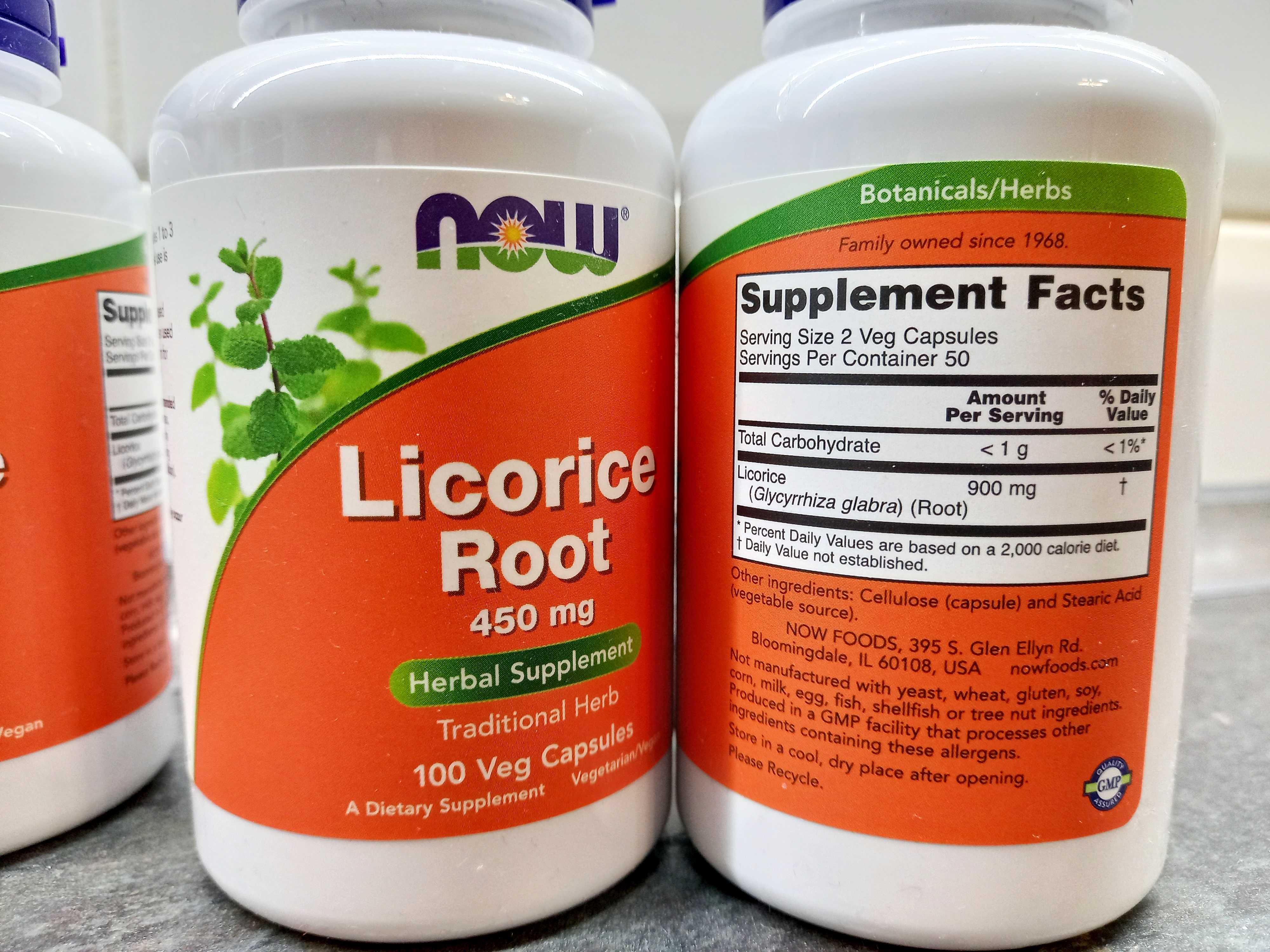 Now Foods, Licorice Root 450 мг (100 капс.), корень солодки, солодка