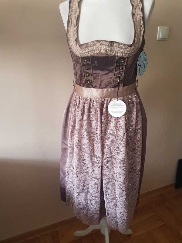 MARJO Dirndl w kolorze taupe strój bawarski roz 36 / 38 nowa