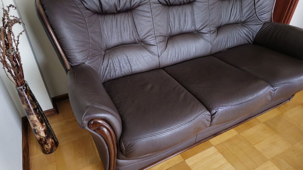 Skórzana kanapa sofa z funkcją spania