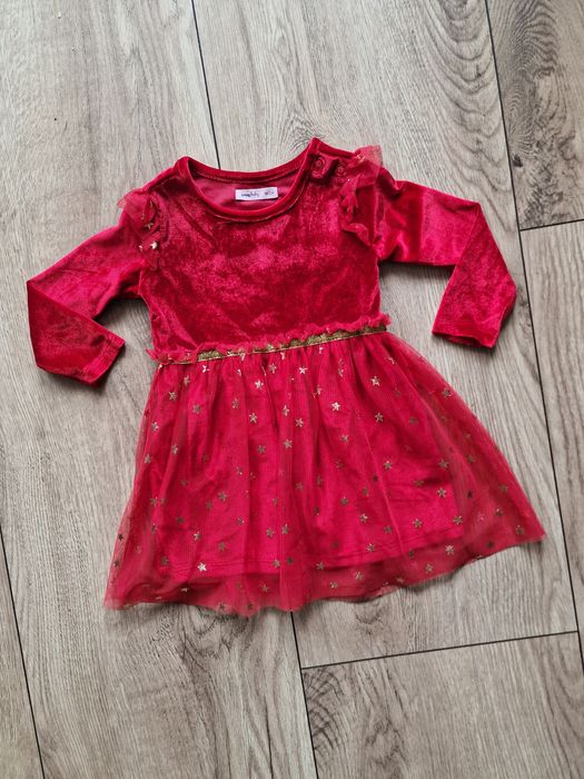 Sukienka swiateczna welurowa czerwona r. 86