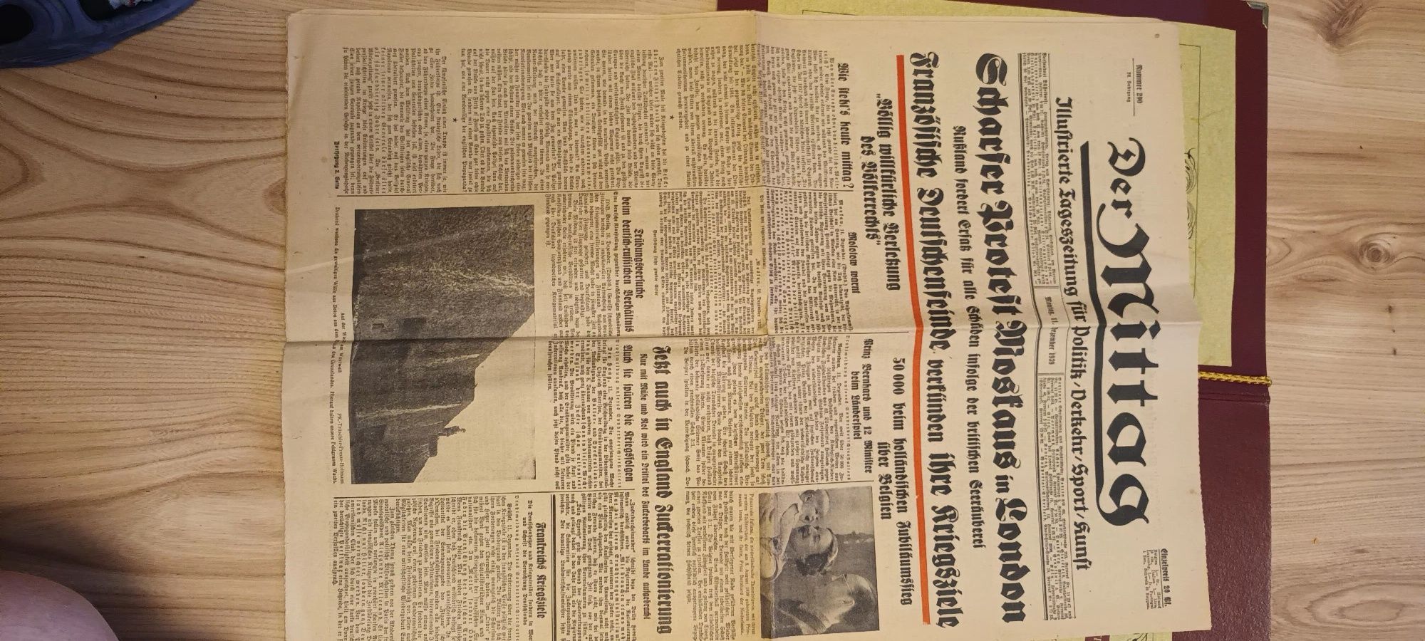 Gazeta der Mittag z 1939 roku z certyfikatem oryginalności