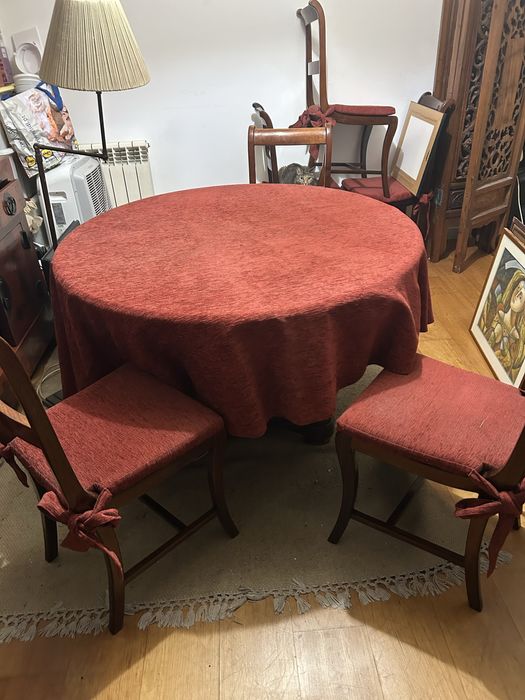 Mesa jantar extensivel com 6 cadeiras madeira macica