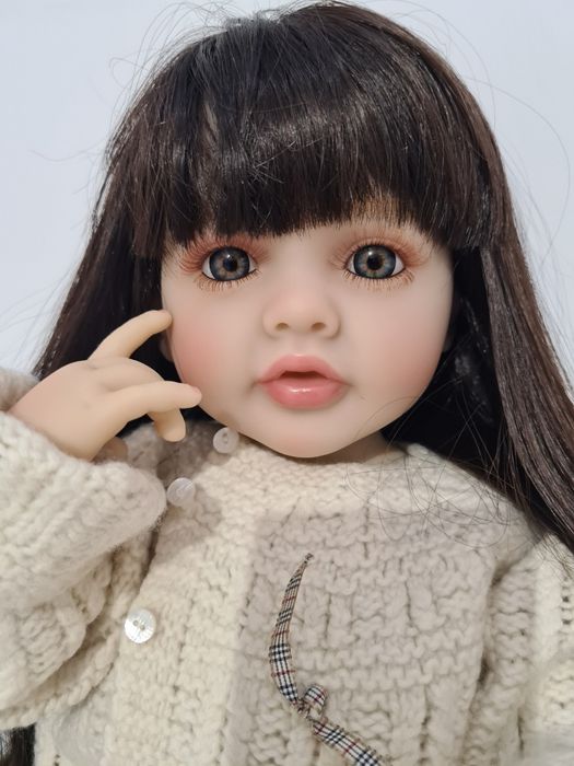 Lalka Reborn dziewczynka 55cm realistyczna włosy bobas noworodek