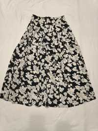 Rozkloszowana spódnica midi z wysokim stanem w kwiaty Vintage