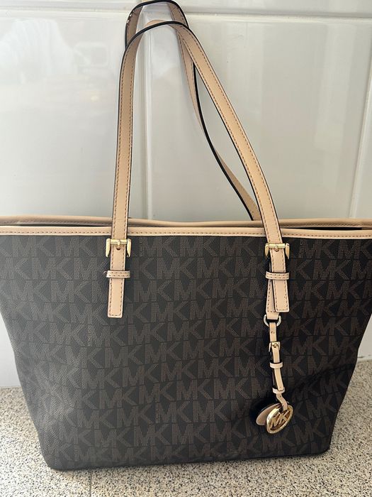 Mala Michael Kors Jet Set Travel Tote Original – Castanho/Bege
