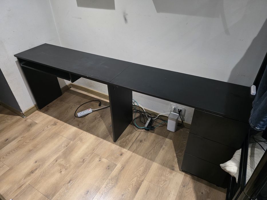 Biurko czarne konfiguracja prosta i L