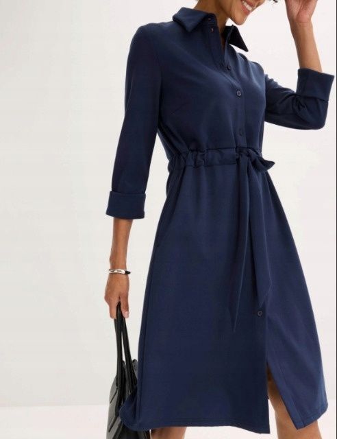 B.P.C sukienka szmizjerka granatowa punto di roma ^52/54