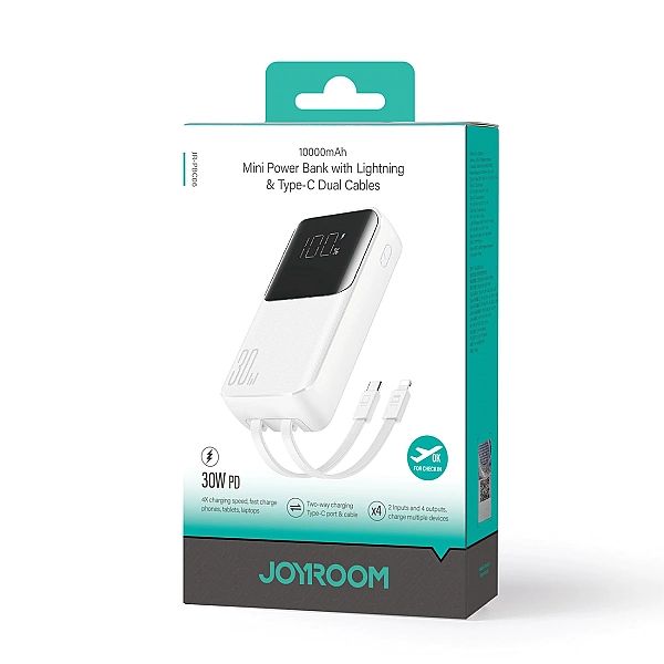 Mini powerbank Joyroom JR-PBC06 z wbudowanymi kablami USB-C / Lightnin