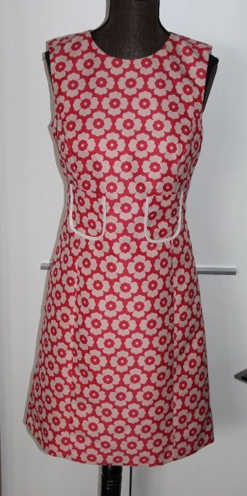 SIMPLE rózowa biała czerwona sukienka kwiatki 34 xs 36 s ANNA MUCHA