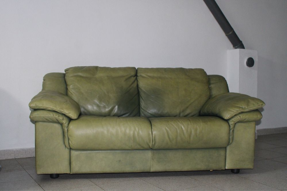 Sofa de pele verde