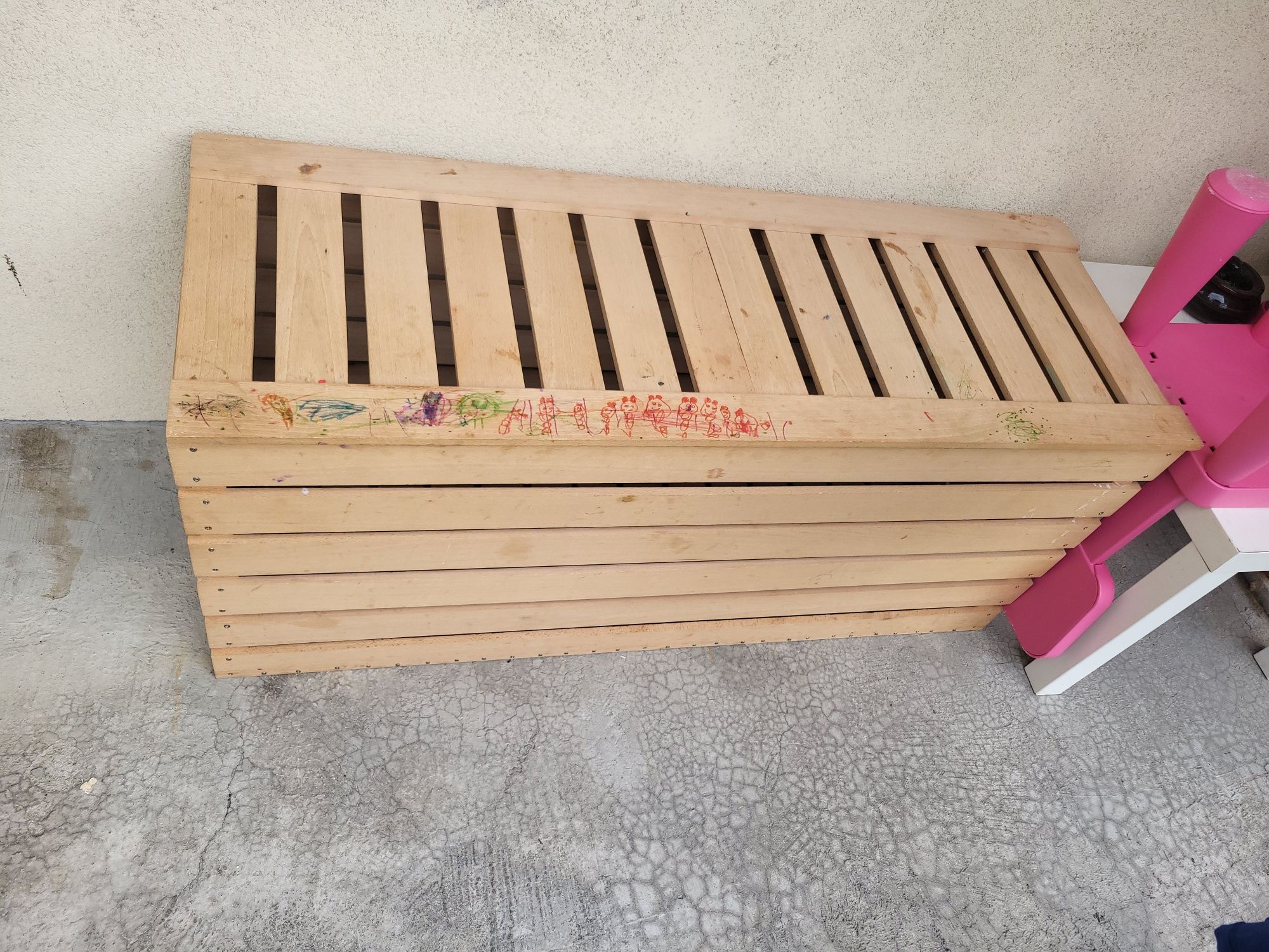 Drewniane skrzynia duża na zabawki balkon ogród zamykana