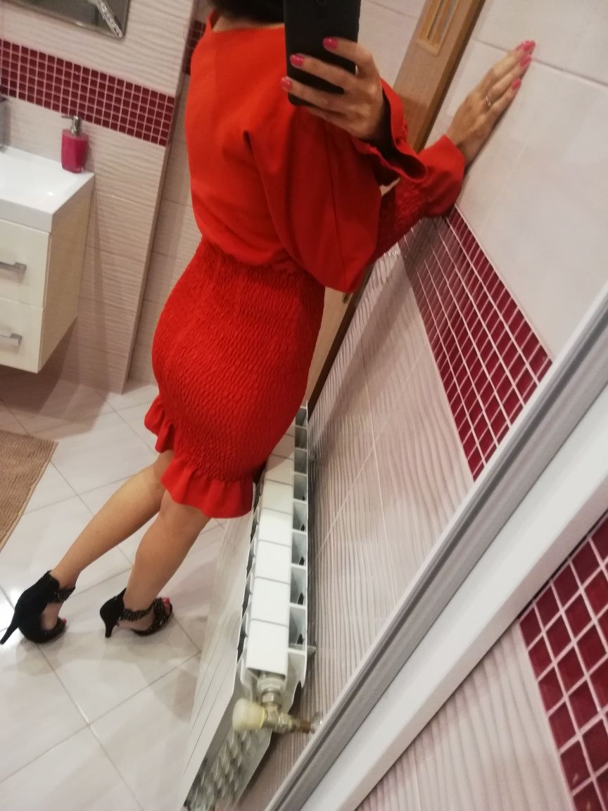 Nowa czerwona sukienka święta świąteczna wigilia 36 s