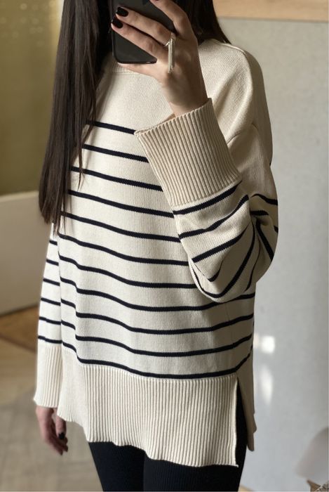 Новый базовый свитер Zara в полосочку / светр у смужку