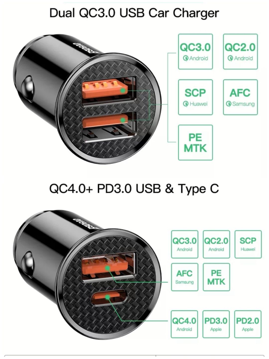 Зарядне в машину baseus 30 watt Quick charge