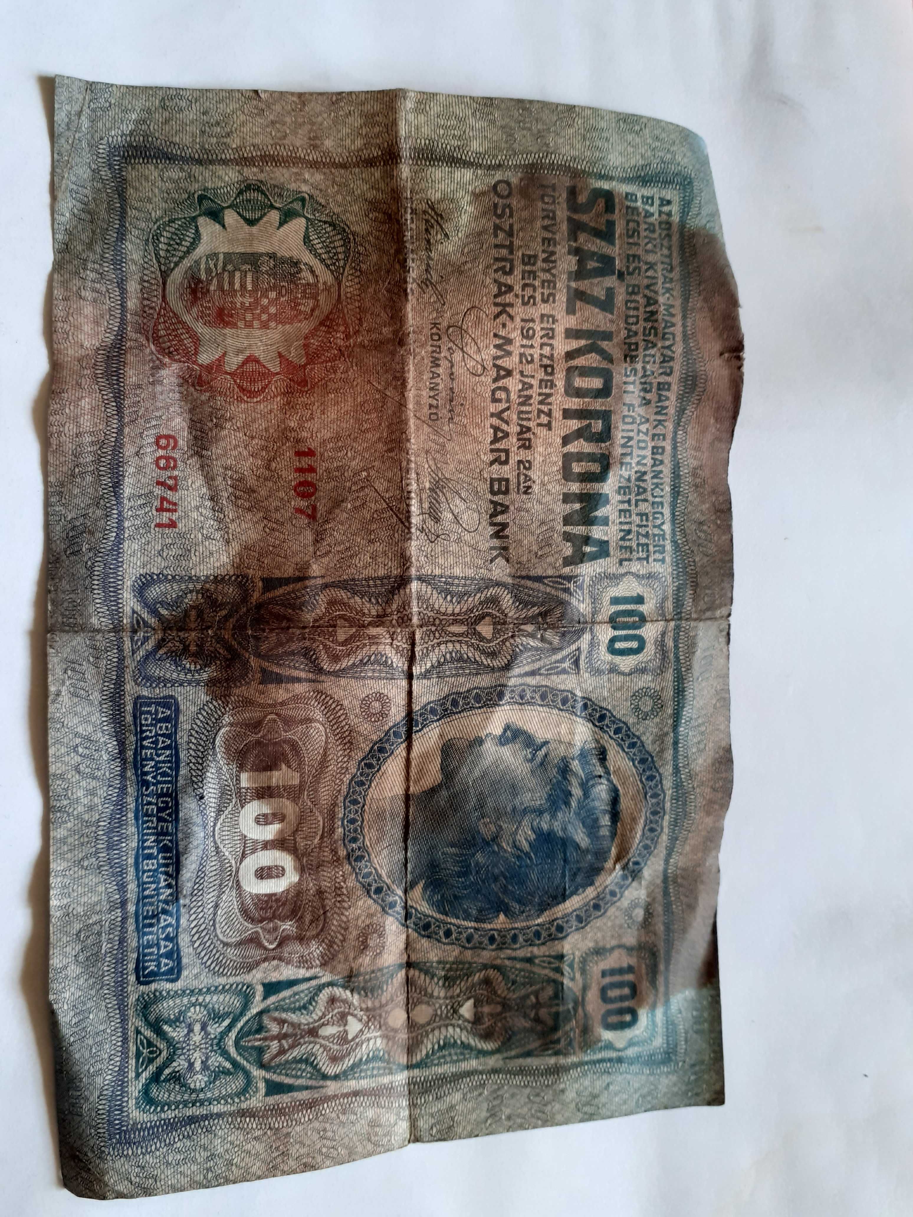 Stary banknot 100 koron 1912 roku