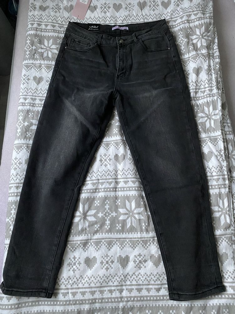 Czarne nowe spodnie jeans skinny M’Sara XL najmodniejsze