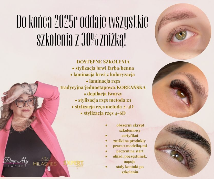 SZKOLENIA - 30% rabatu - rzesy, brwi, laminacja - SZCZECIN