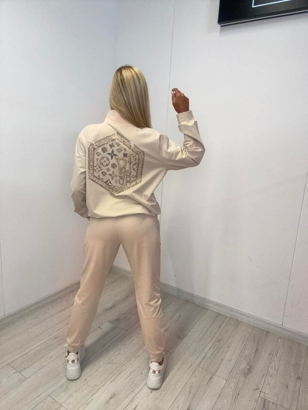 Elegancki komplet dres z cyrkoniami dwa kolory logo paparazzi