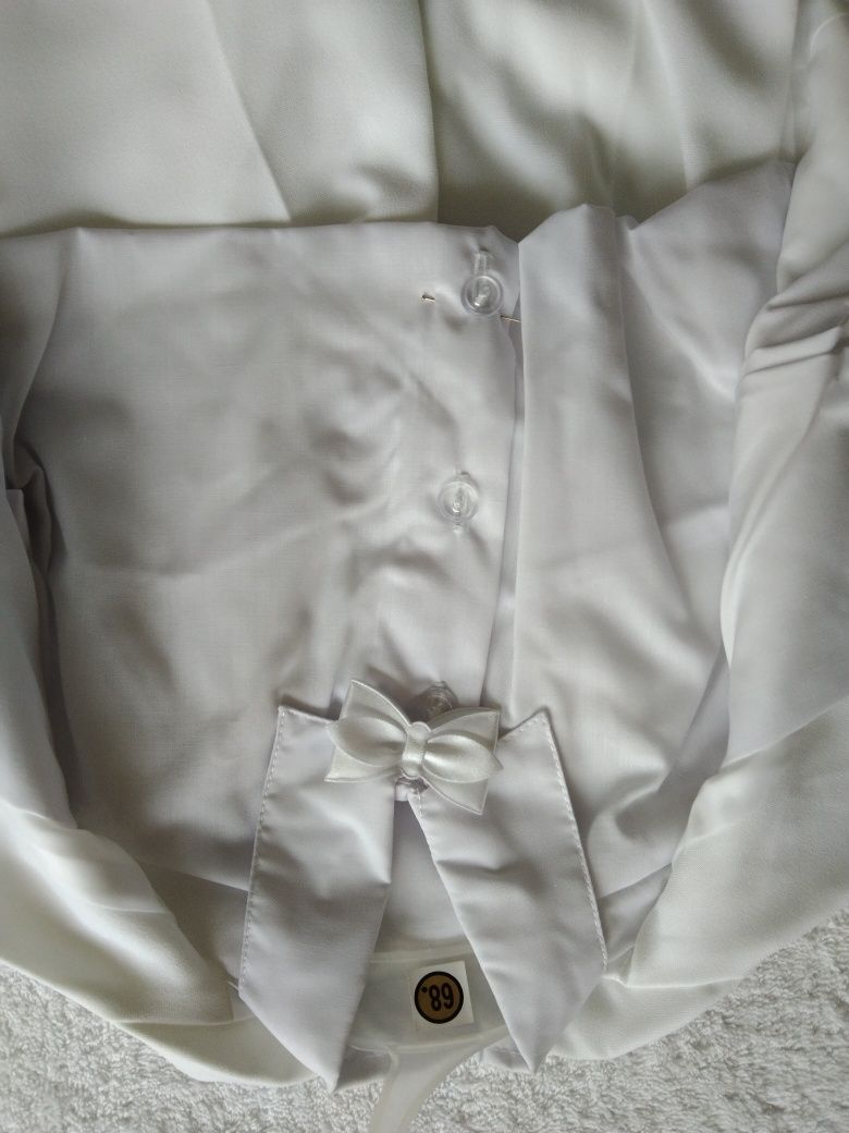Garnitur 68 do chrztu marynarka spodnie koszula kombinezon czapka zest