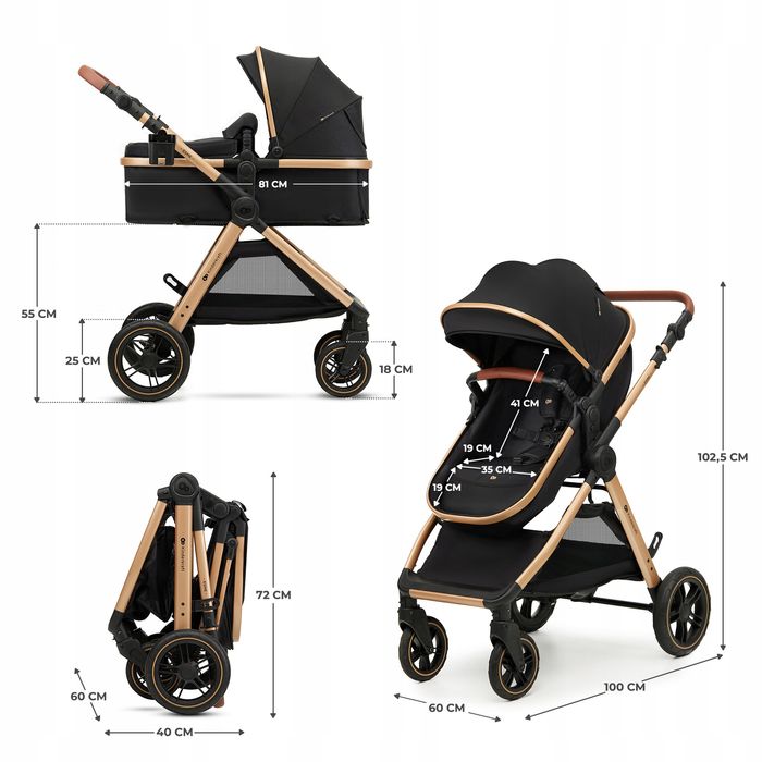 kinderkraft esme wózek wielofunkcyjny 3w1 z fotelikiem mink pro black