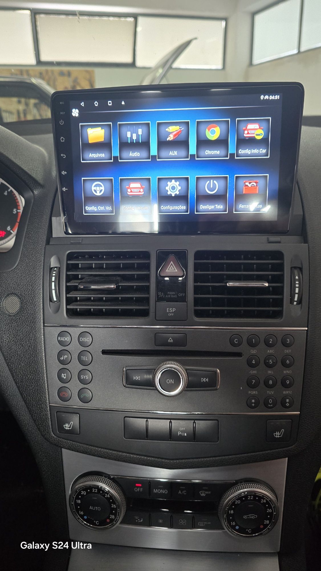 Rádio Mercedes W204 Android 13 com GPS (Novo)
