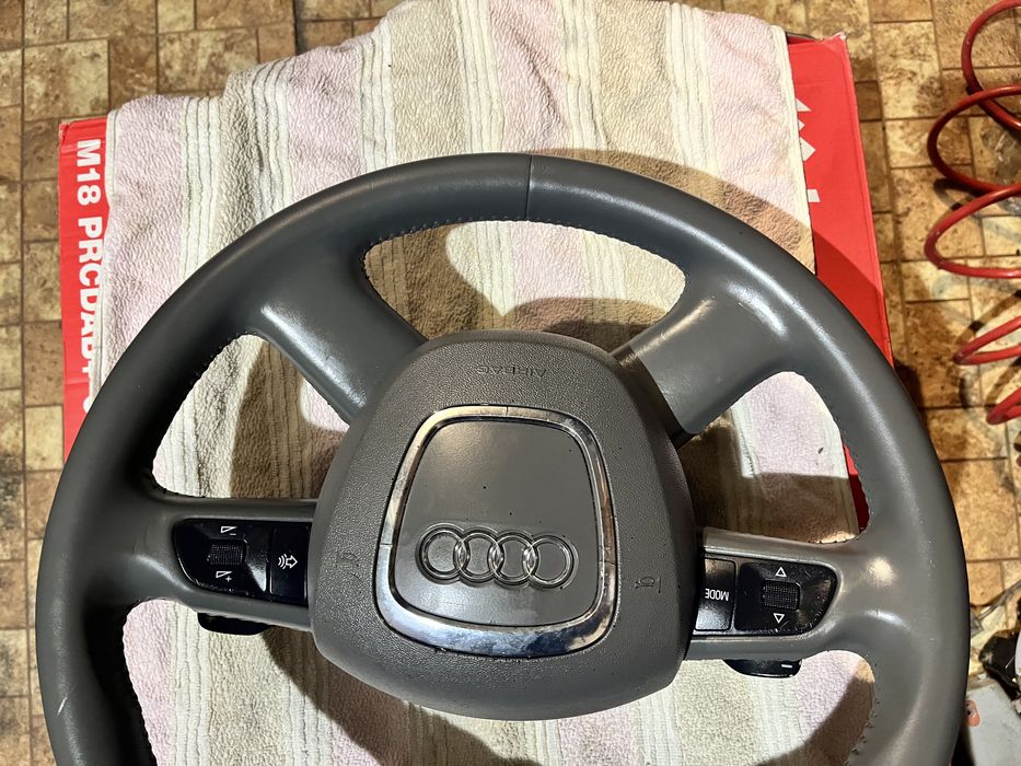 Kierownica z poduszką do Audi A4 B6, B7, beżowa, A6 C6, Q7, łopatki