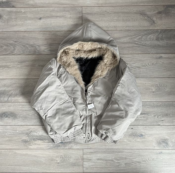 Бомбер сірий з мехом opium archive вінтаж