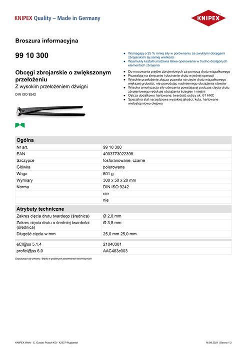 Obcęgi Zbrojarskie O Zwiększonym Przełożeniu 300Mm - Knipex