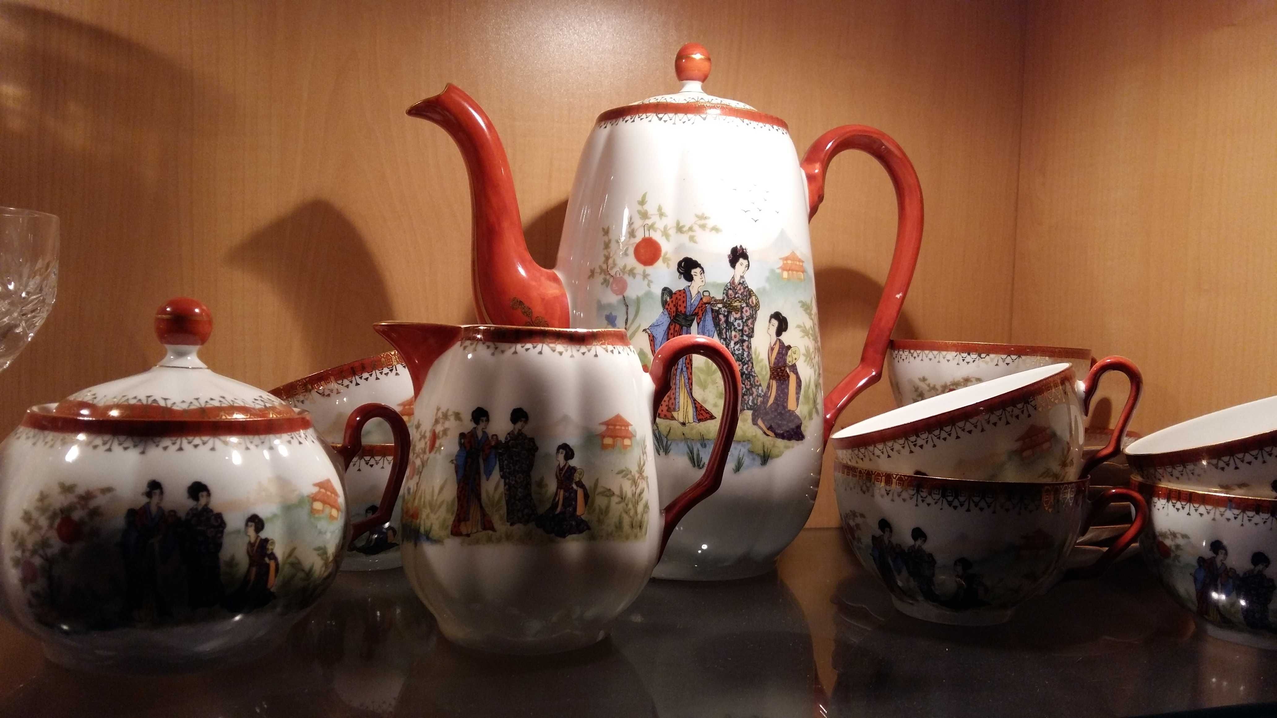 Serwis 6 osobowy Parowa Tiefenfurt Tuppack 3 gejsze antyk porcelana