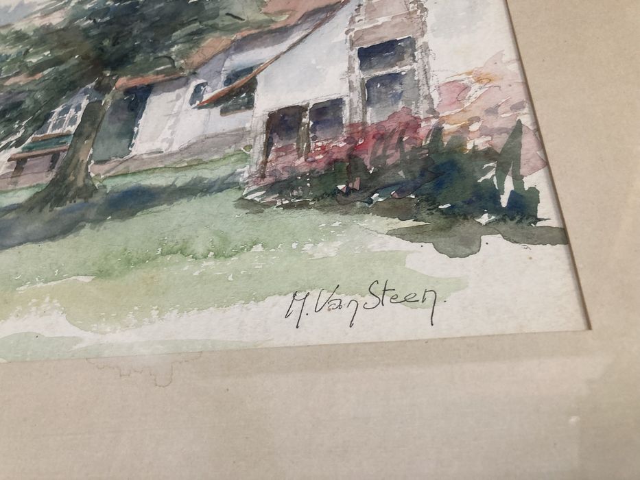 Obraz akwarela, sygnowany, M Van Steen,