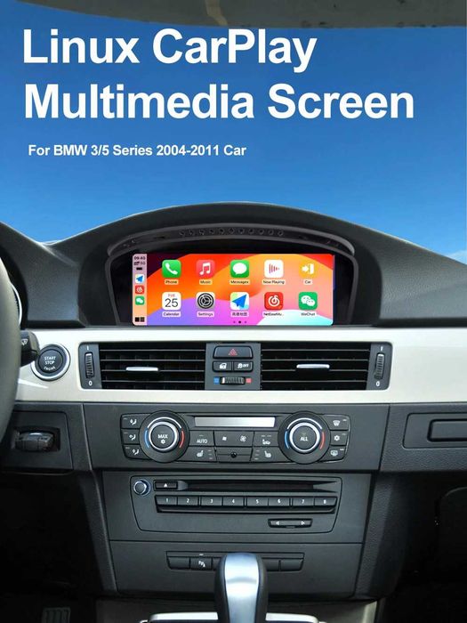 Rádio 9" Linux BMW Série 3 e 5 E60 E90 Carplay Android Auto GPS NOVO