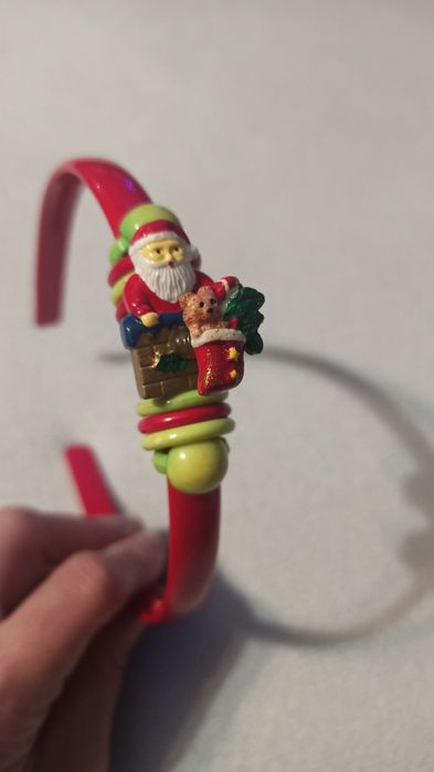 Opaska do włosów dla dziewczynki z Mikołajem Ozdoba do włosów Mikołaj