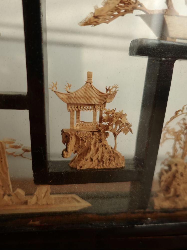 Diorama rzeźba z korka miniaturka pagoda makieta obrazek