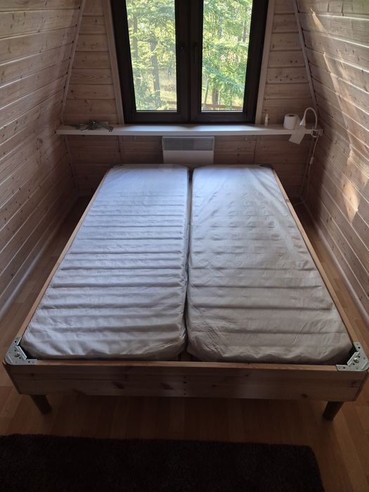 Łóżko kontynentalne 140x200 Ikea Dunvik + materac Hilding