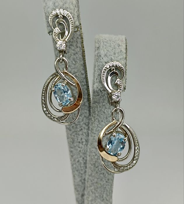 Серебряный набор 925 пробы серьги и кольцо