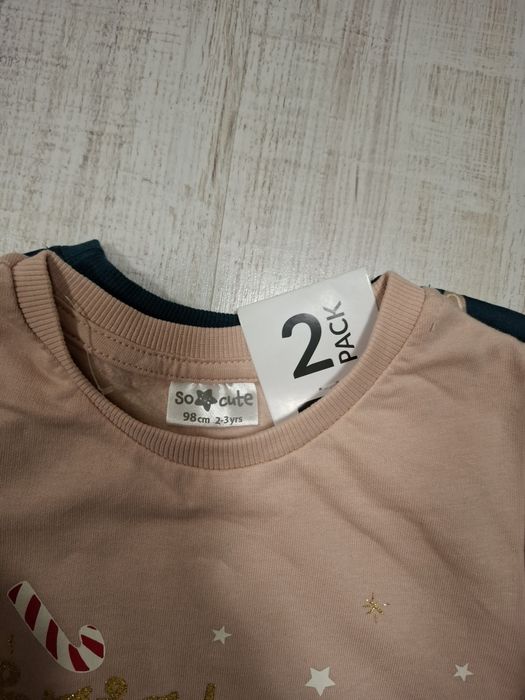 Dwie nowe bluzy 98 świąteczne bluzki longleeve sweatshirt Mikołaj