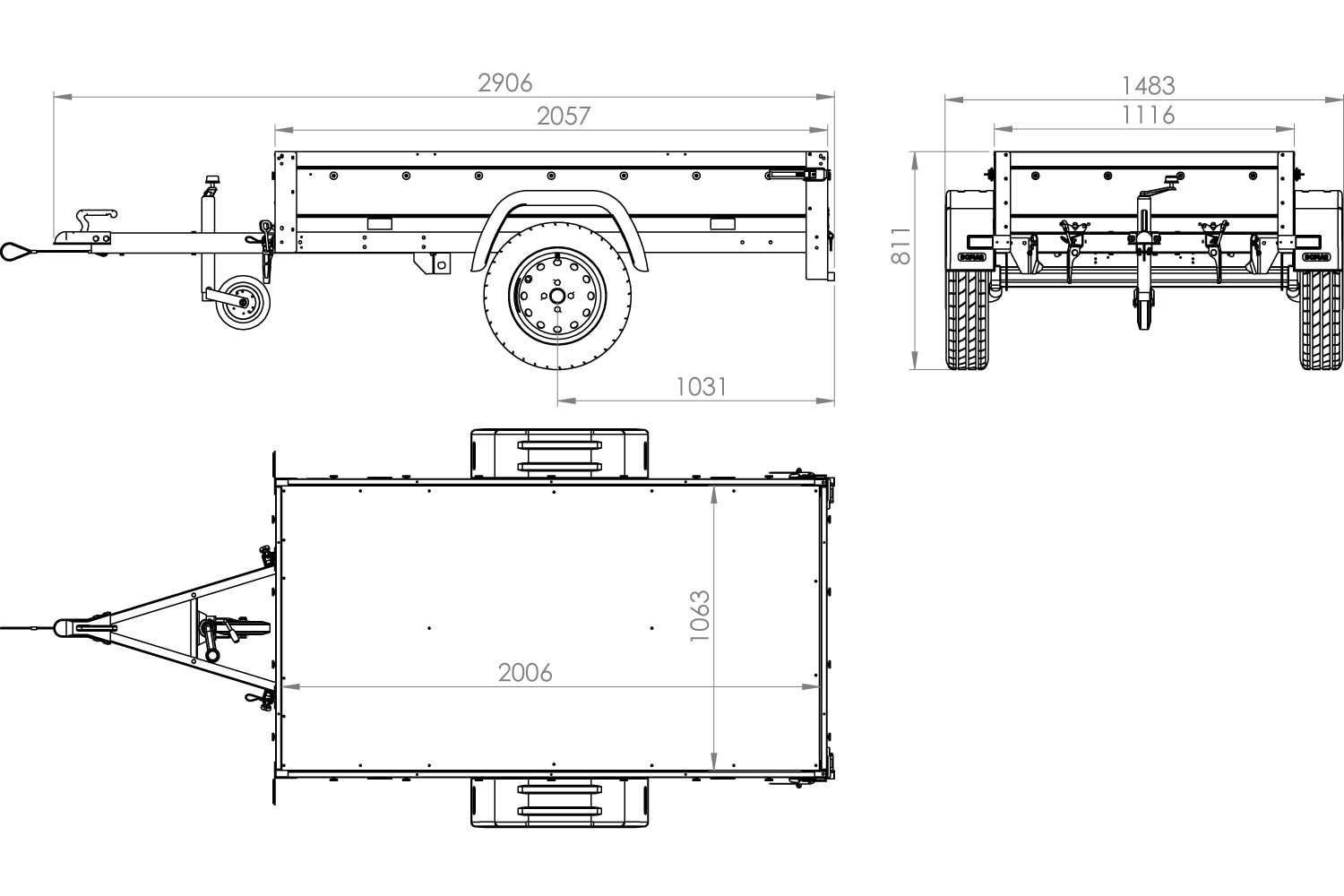 Przyczepka samochodowa 200x106 UNITRAILER GARDEN 200 KIPP