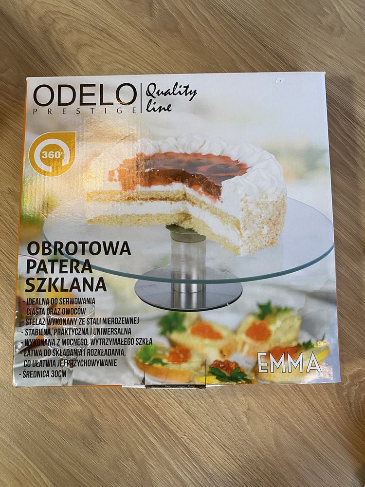 patera obrotowa szklana na nóżce 30cm Odelo