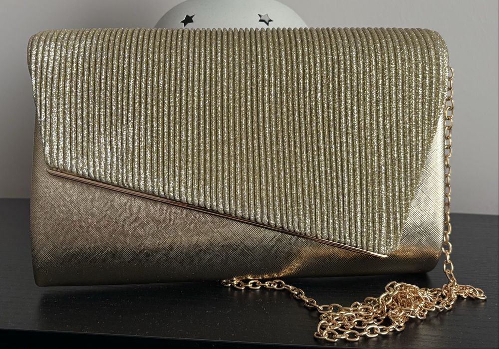 Nowa elegancka złota torebka/kopertówka