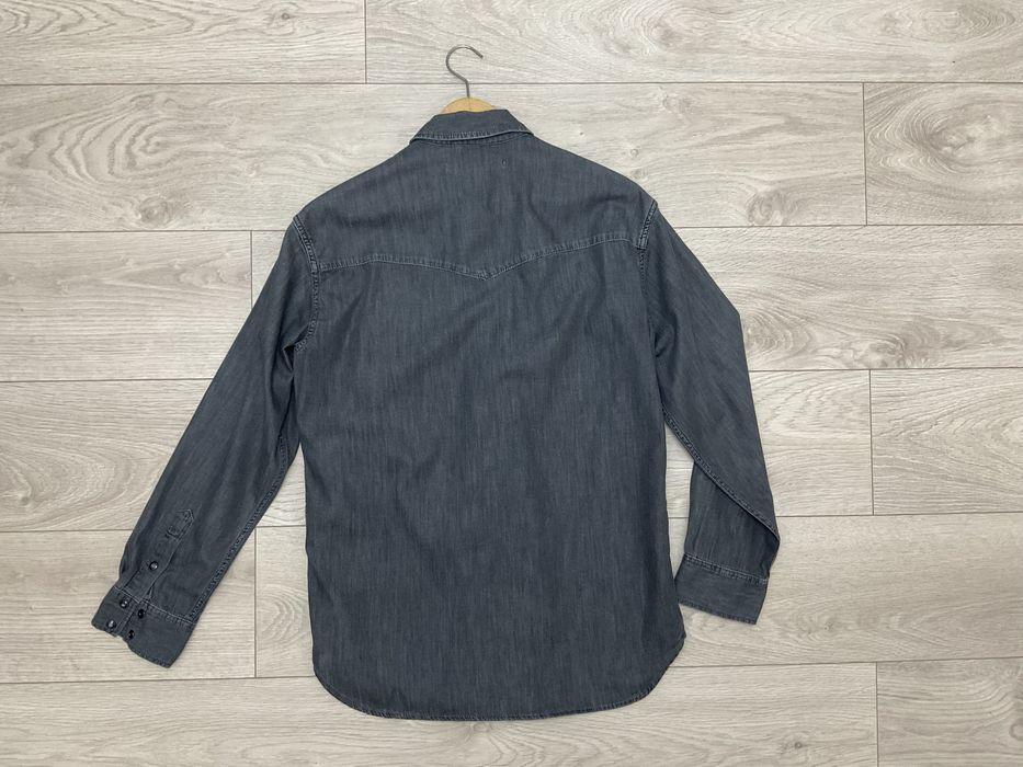 Allsaints koszula męska M szara a’la jeansowa z długim rękawem kapsle