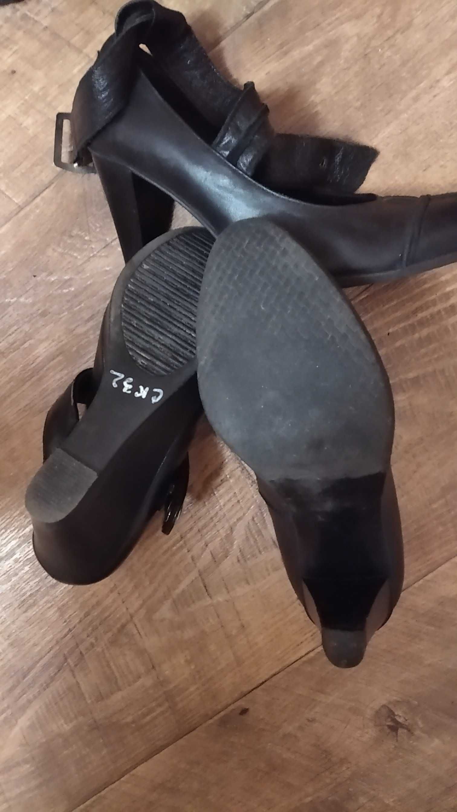 туфли кожа черные каблук и платформа 35-36 размер